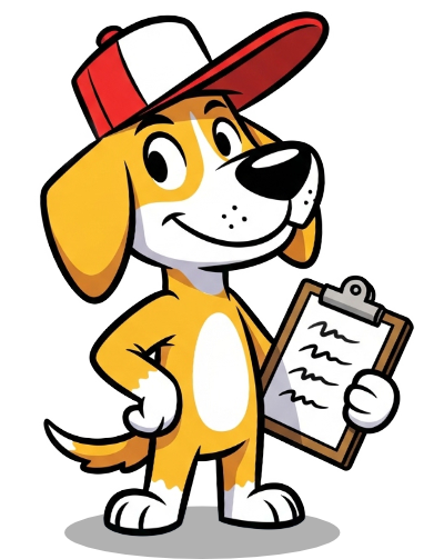 Team captain dog holding a clipboard